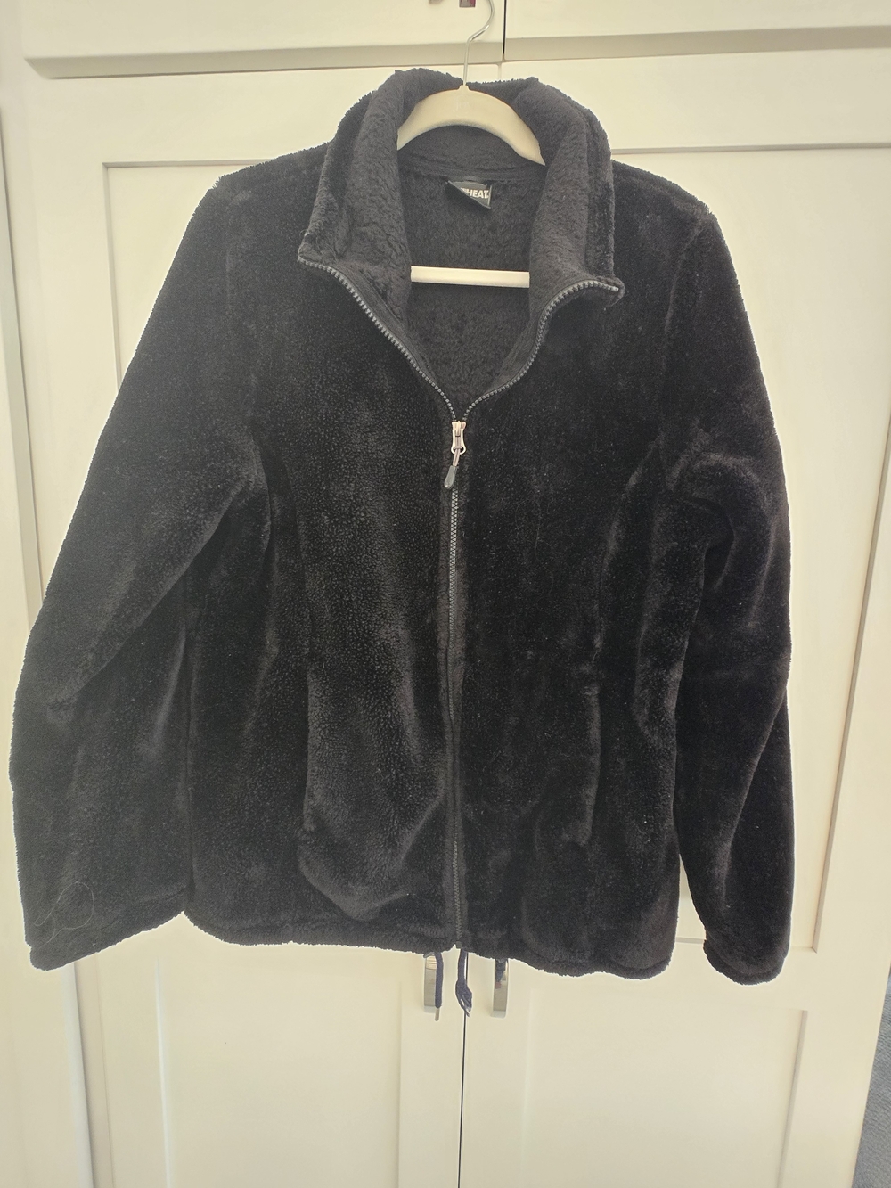 32 Degrees Black Plush Zip-Front Teddy Jacket